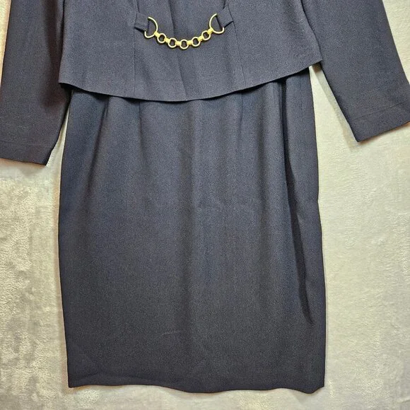 Liz Claiborne blouse skirt set Womens 8 Black Career Business Party Formal Class - Picture 14 of 15